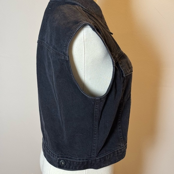 SLVRLAKE Caroline Spread-Collar Black Denim Vest - Size M NWT - Picture 6 of 9
